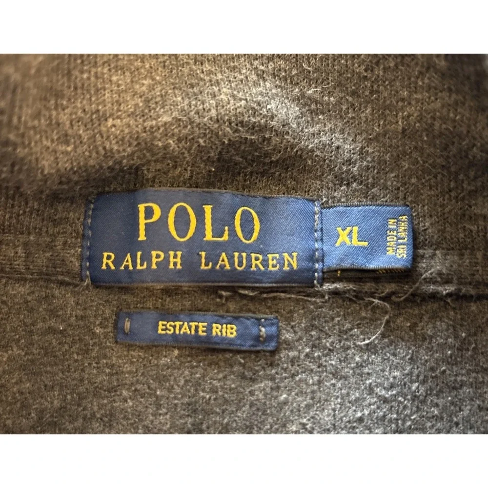 Polo Ralph Lauren Mens XL 1/4 Zip Sweater Pullover Gray Estate Rib Flesh Pony